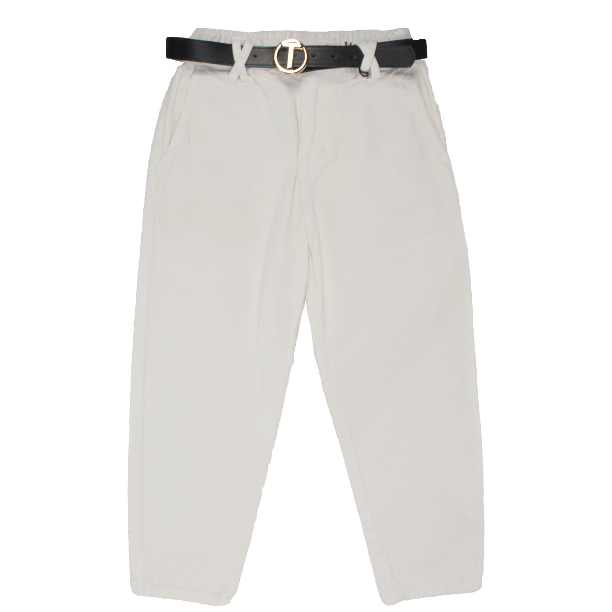 To Be Too pantalone drill ragazza puro cotone Bianco