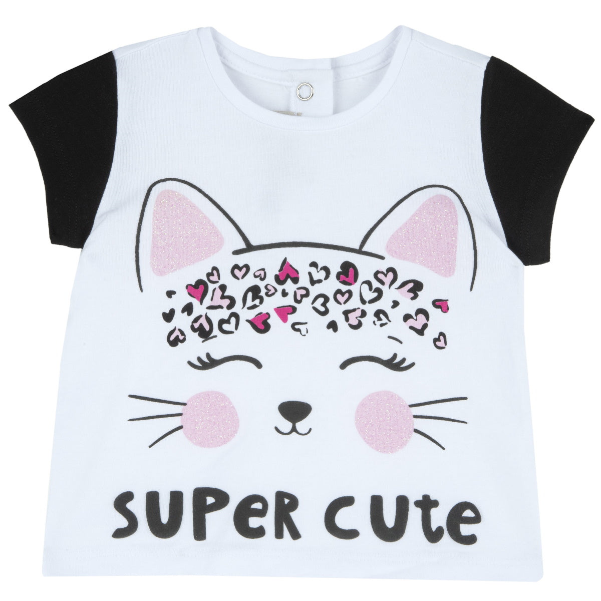 Chicco t-shirt baby girl cotone stretch bianco e nero