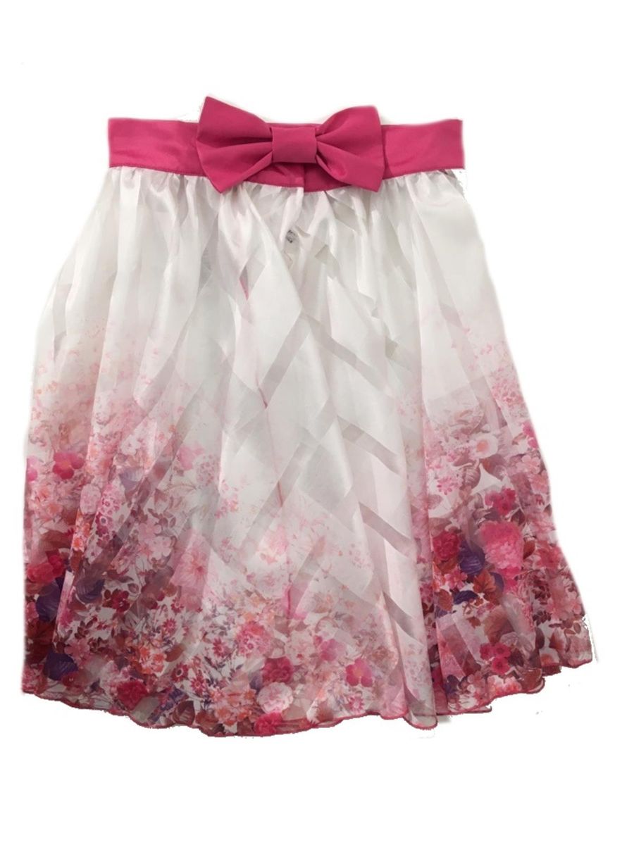 Gonna Bianco/Fiori Fuxia