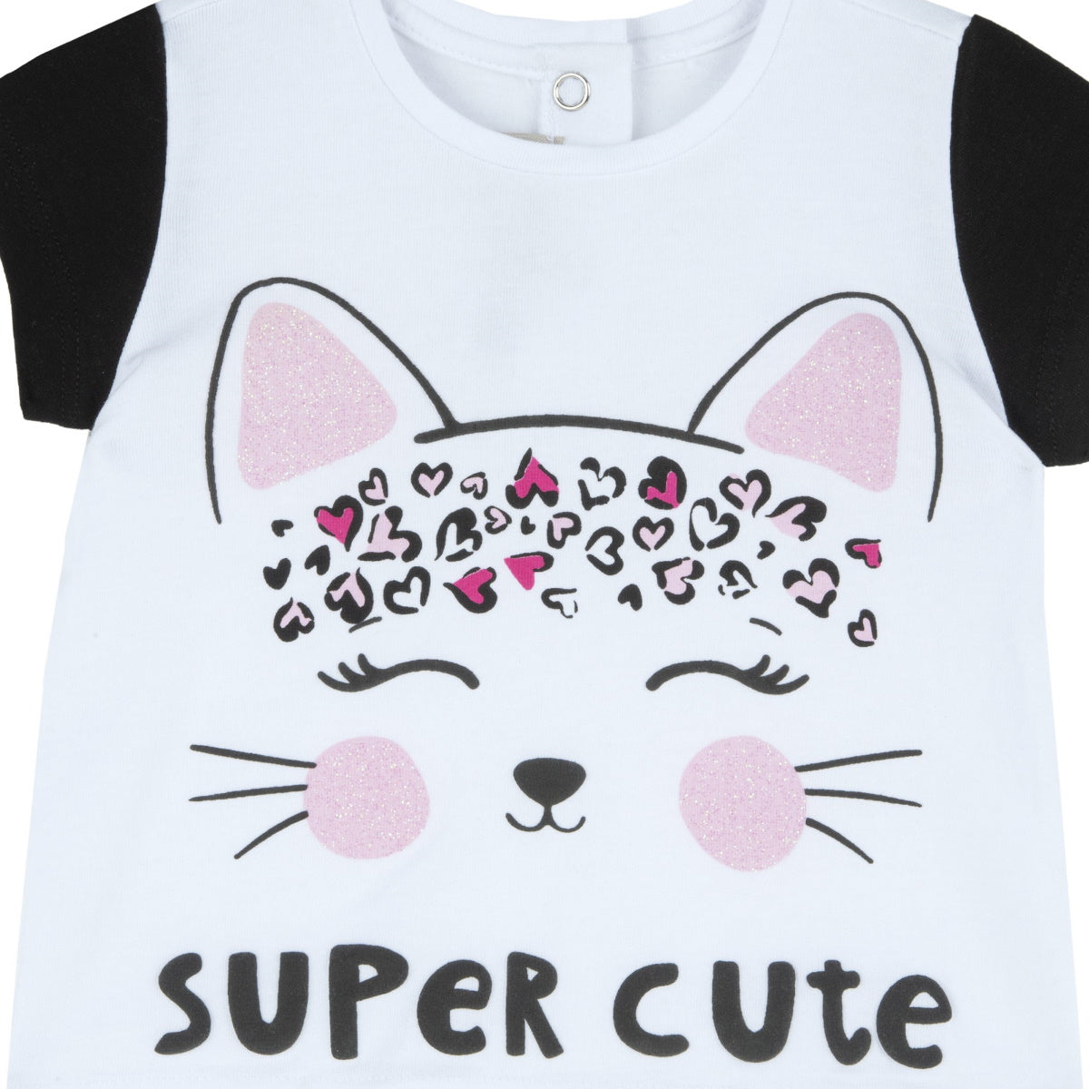 Chicco t-shirt baby girl cotone stretch bianco e nero